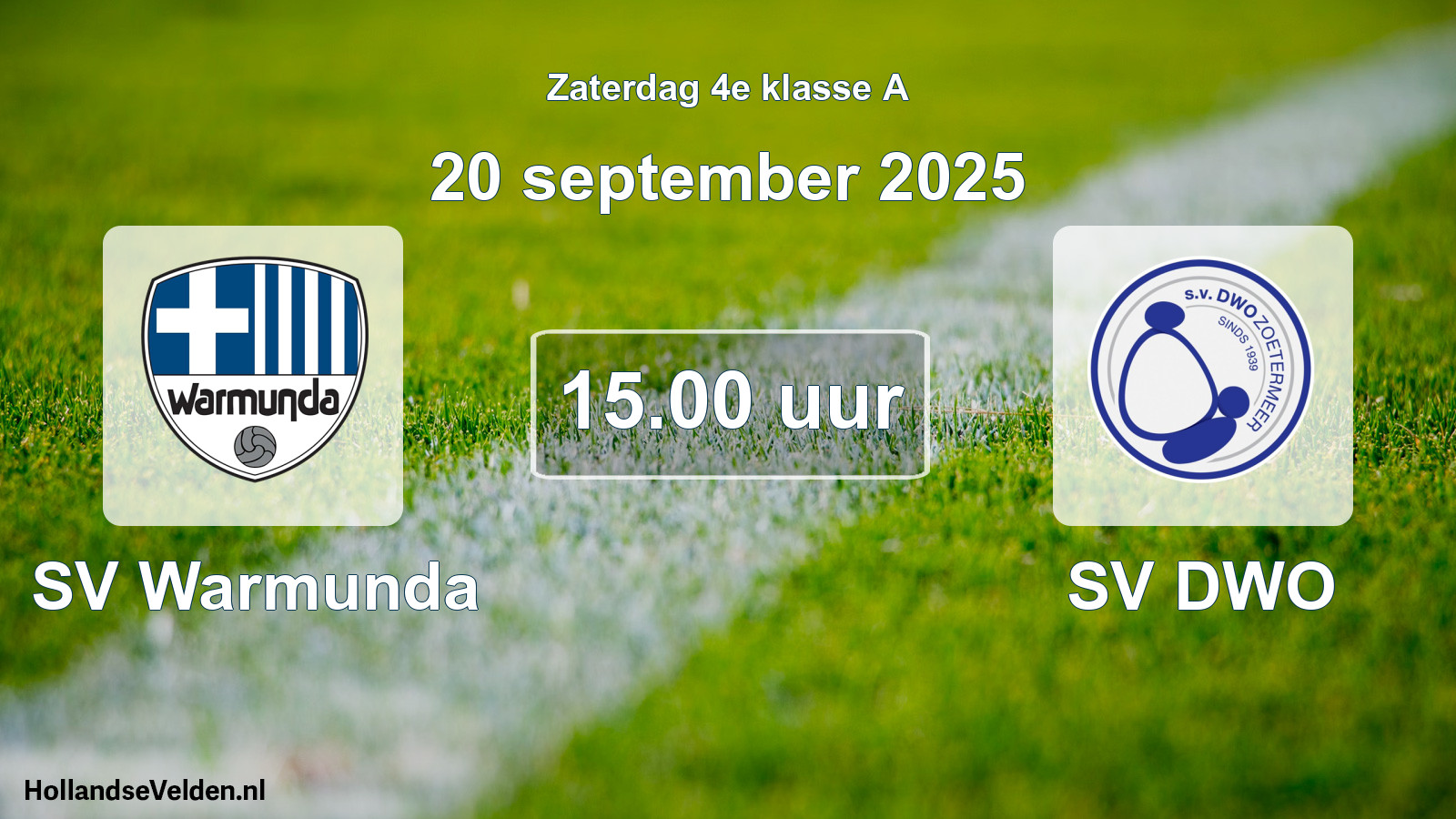 Geplande wedstrijd: SV Warmunda - SV DWO (20 september 2025)