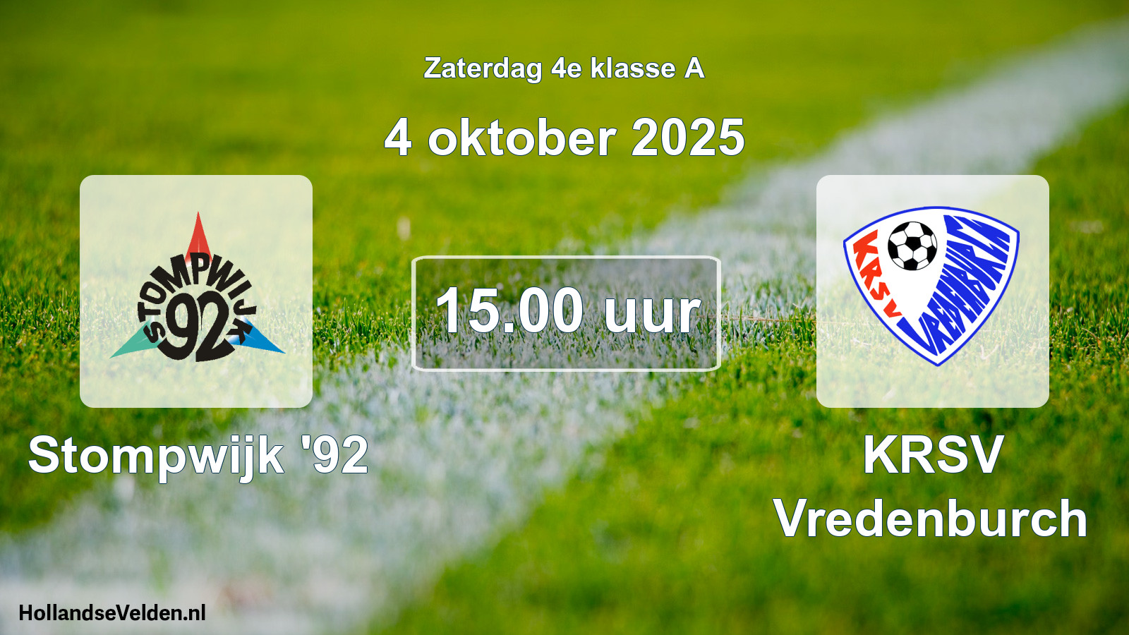 Geplande wedstrijd: Stompwijk '92 - KRSV Vredenburch (4 oktober 2025)