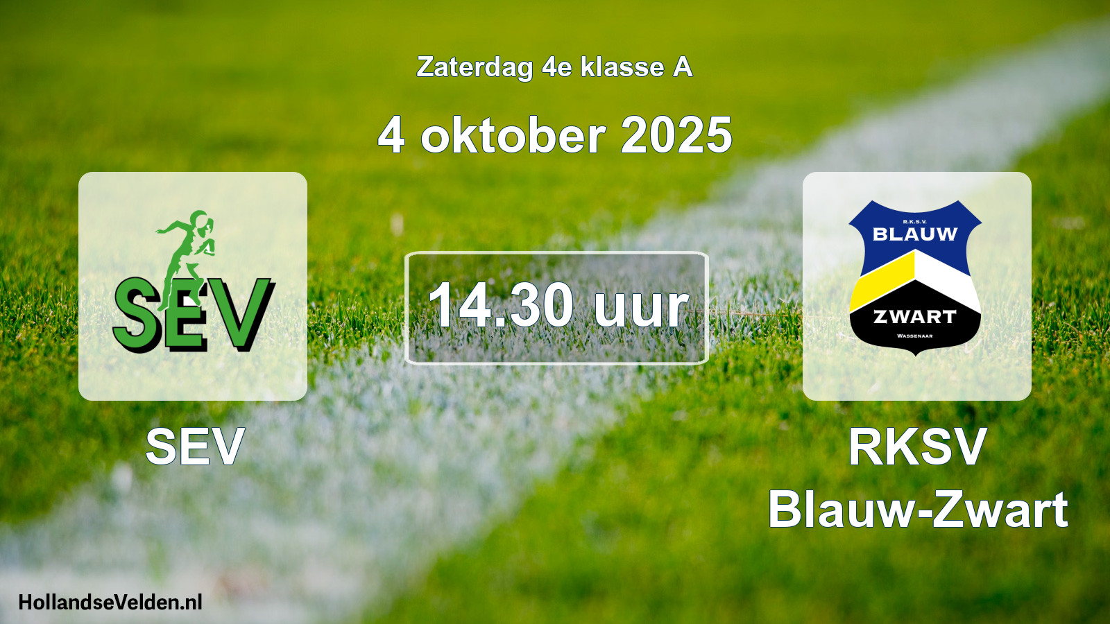 Geplande wedstrijd: SEV - RKSV Blauw-Zwart (4 oktober 2025)