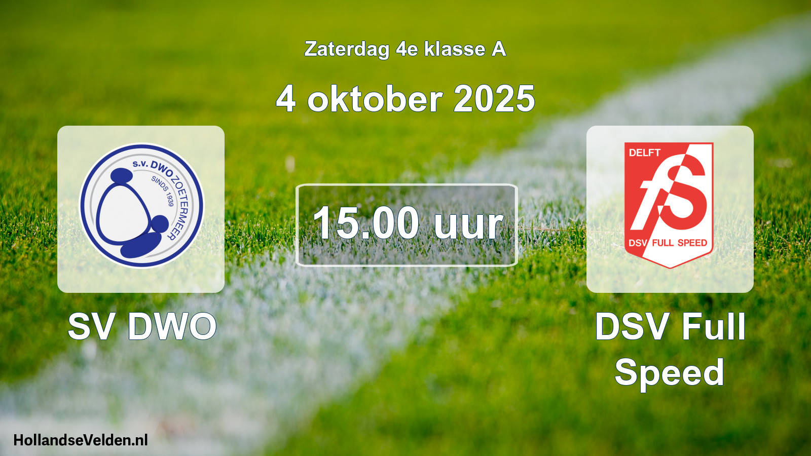 Geplande wedstrijd: SV DWO - DSV Full Speed (4 oktober 2025)