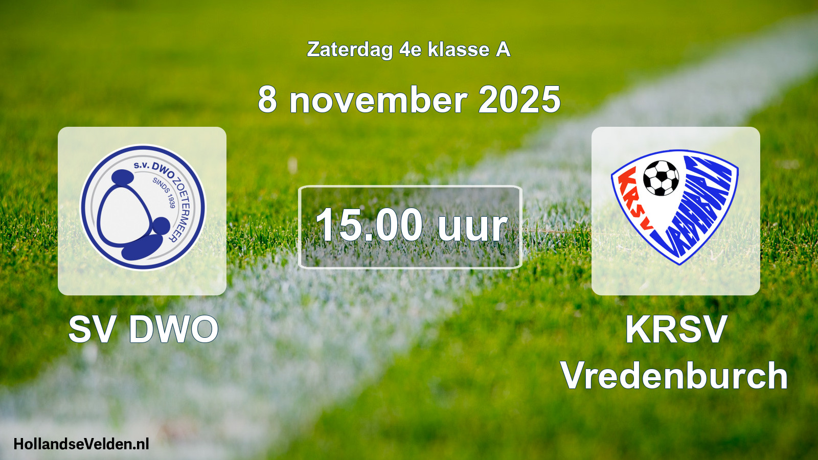 Geplande wedstrijd: SV DWO - KRSV Vredenburch (8 november 2025)