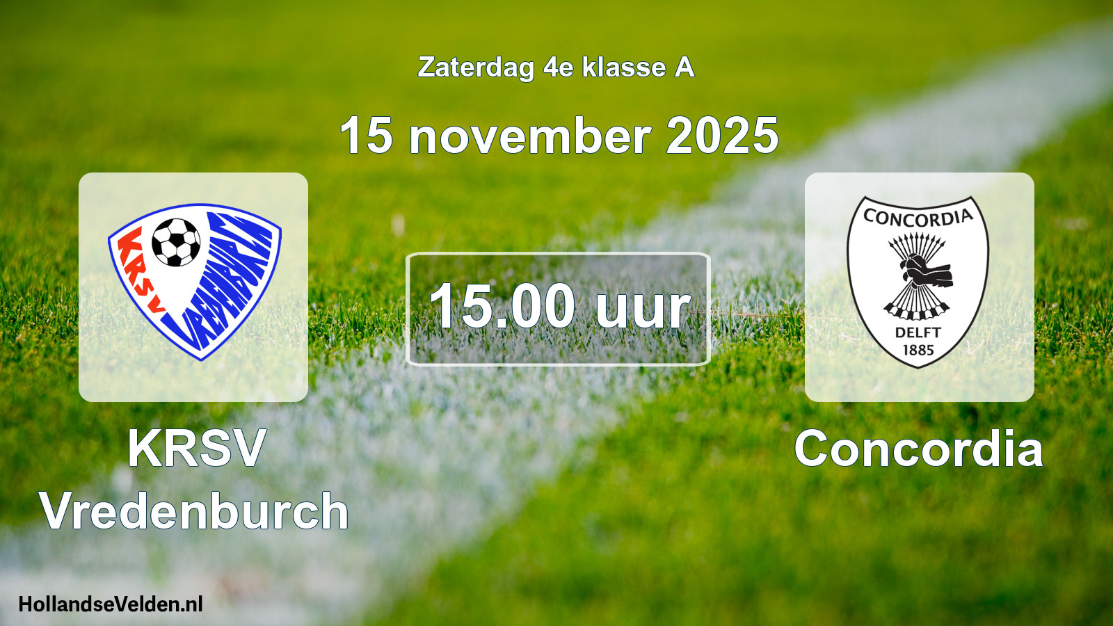 Geplande wedstrijd: KRSV Vredenburch - Concordia (15 november 2025)