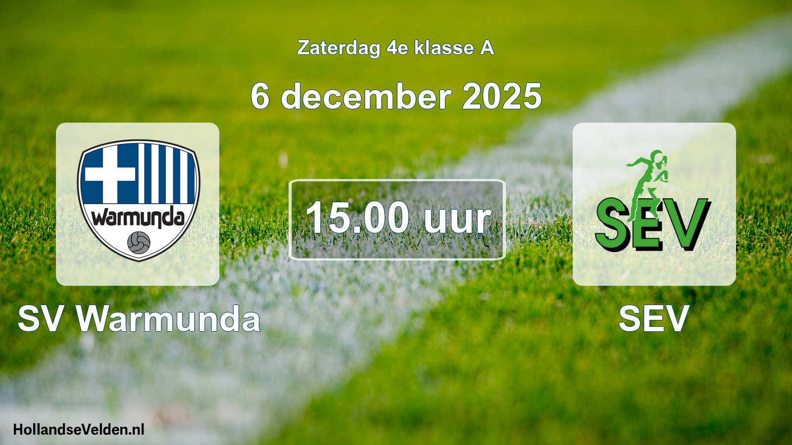 Geplande wedstrijd: SV Warmunda - SEV (6 december 2025)