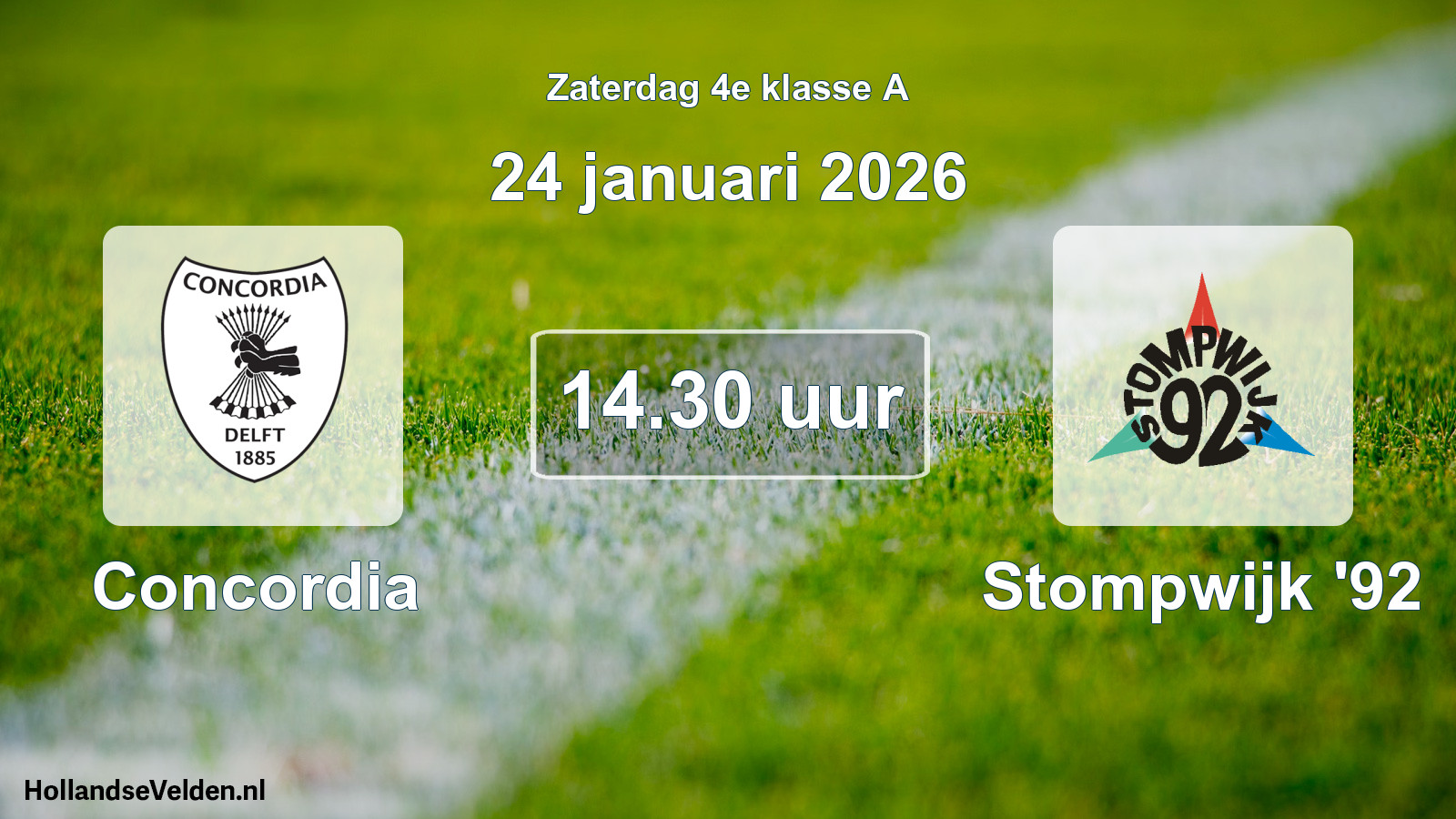 Geplande wedstrijd: Concordia - Stompwijk '92 (24 januari 2026)