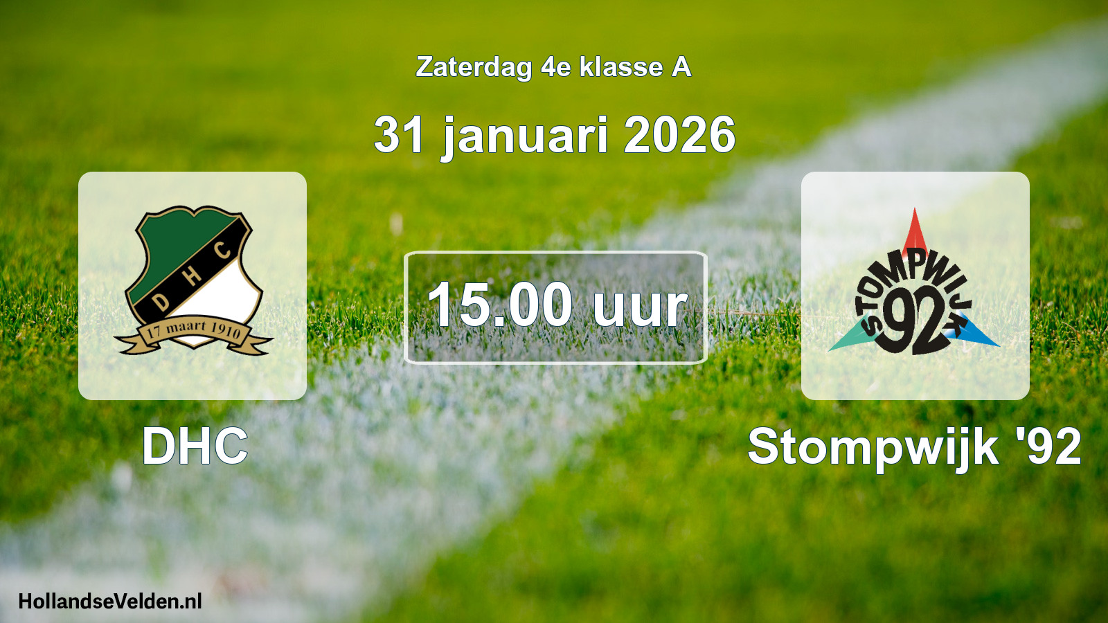 Scheduled Match: DHC - Stompwijk '92 (31 January 2026)
