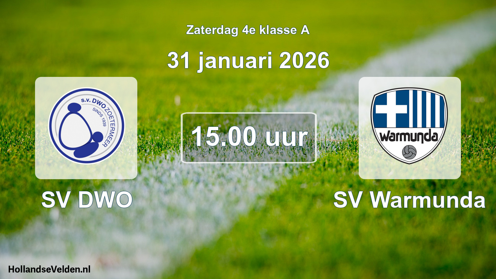 Geplande wedstrijd: SV DWO - SV Warmunda (31 januari 2026)