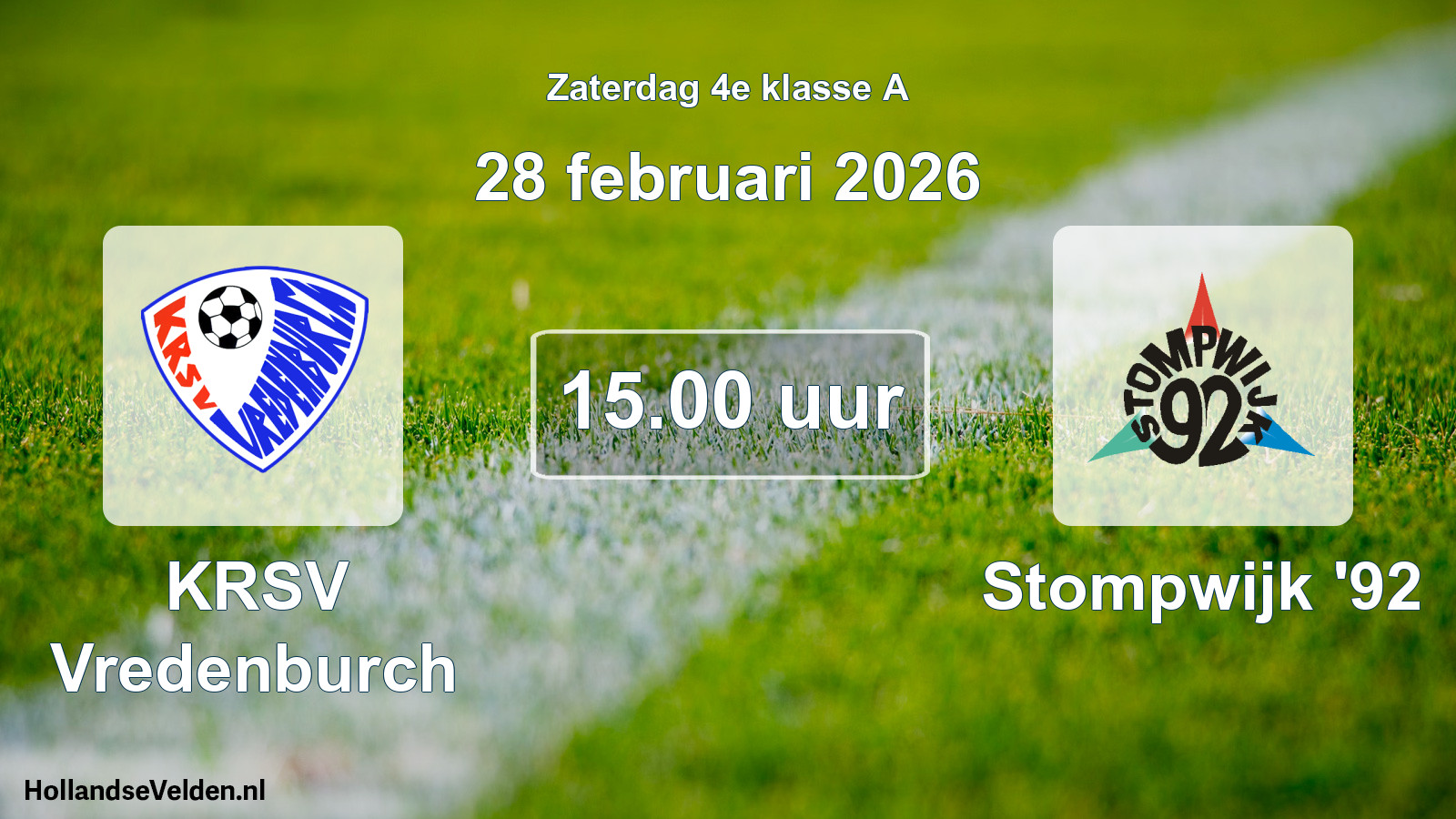 Geplande wedstrijd: KRSV Vredenburch - Stompwijk '92 (28 februari 2026)
