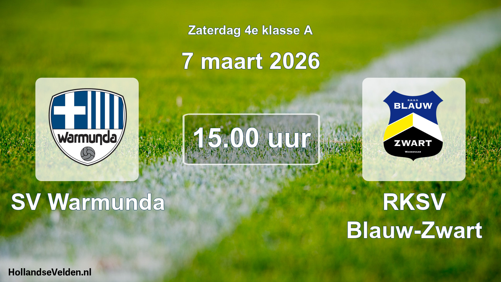 Geplande wedstrijd: SV Warmunda - RKSV Blauw-Zwart (7 maart 2026)