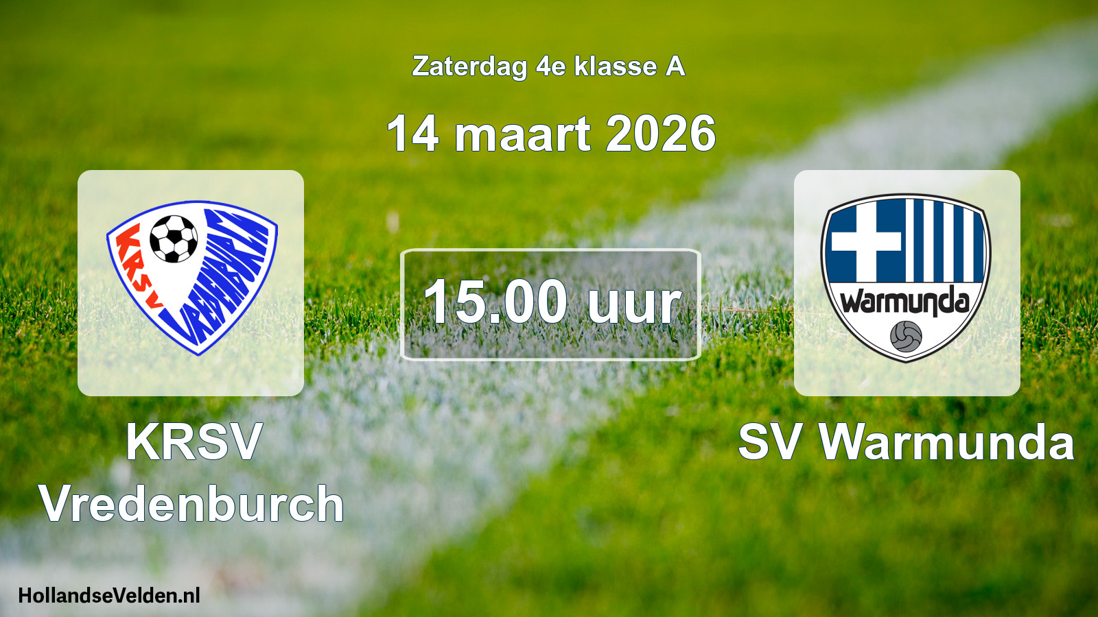 Geplande wedstrijd: KRSV Vredenburch - SV Warmunda (14 maart 2026)