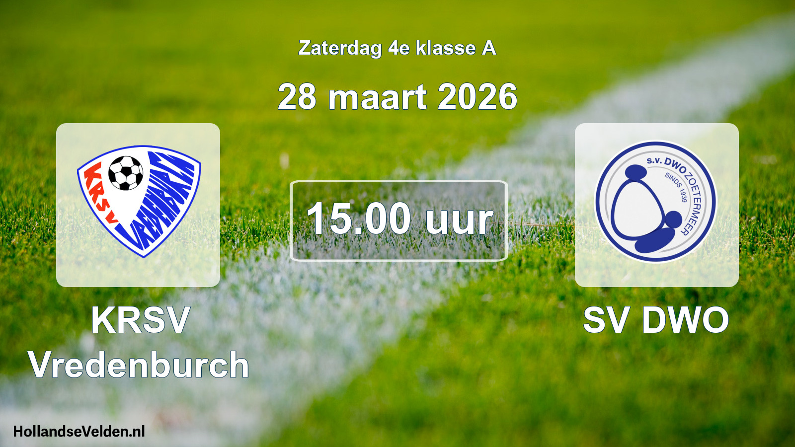 Geplande wedstrijd: KRSV Vredenburch - SV DWO (28 maart 2026)
