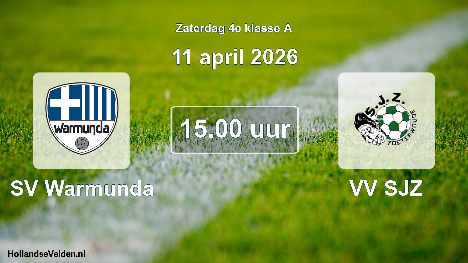 Geplande wedstrijd: SV Warmunda - VV SJZ (11 april 2026)