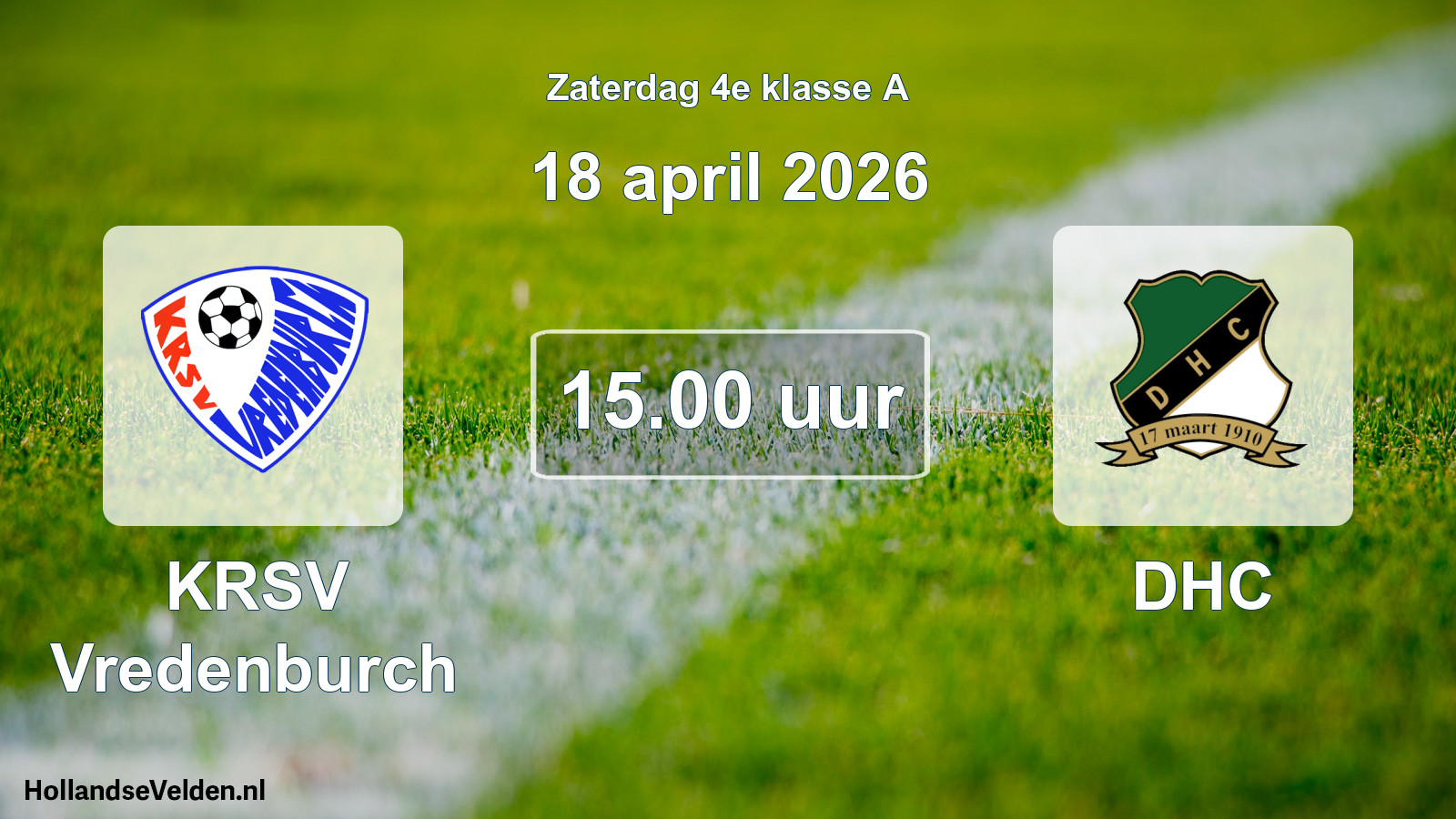 Geplande wedstrijd: KRSV Vredenburch - DHC (18 april 2026)