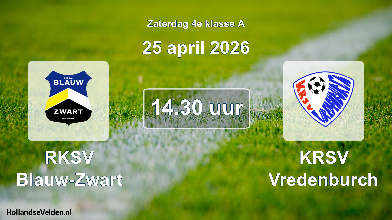 Geplande wedstrijd: RKSV Blauw-Zwart - KRSV Vredenburch (25 april 2026)
