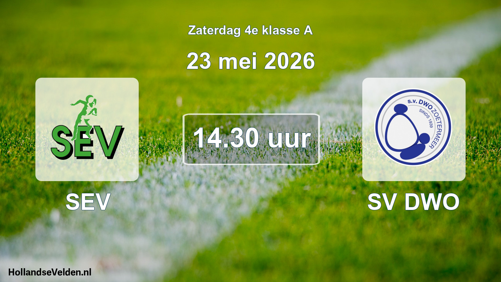 Geplande wedstrijd: SEV - SV DWO (23 mei 2026)