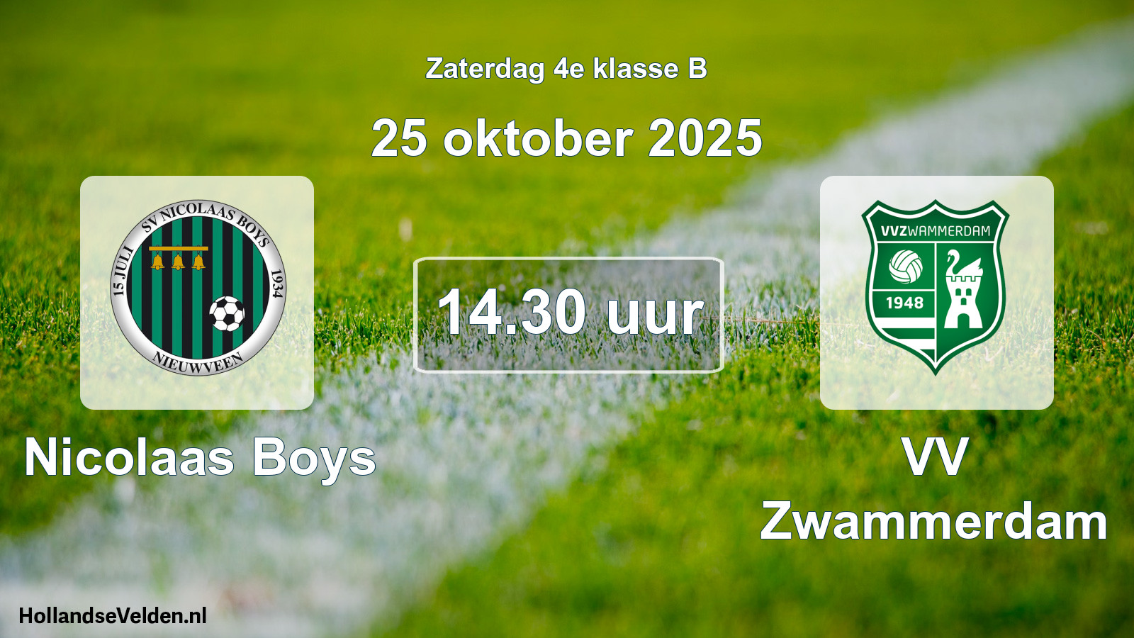 Scheduled Match: Nicolaas Boys - VV Zwammerdam (25 October 2025)