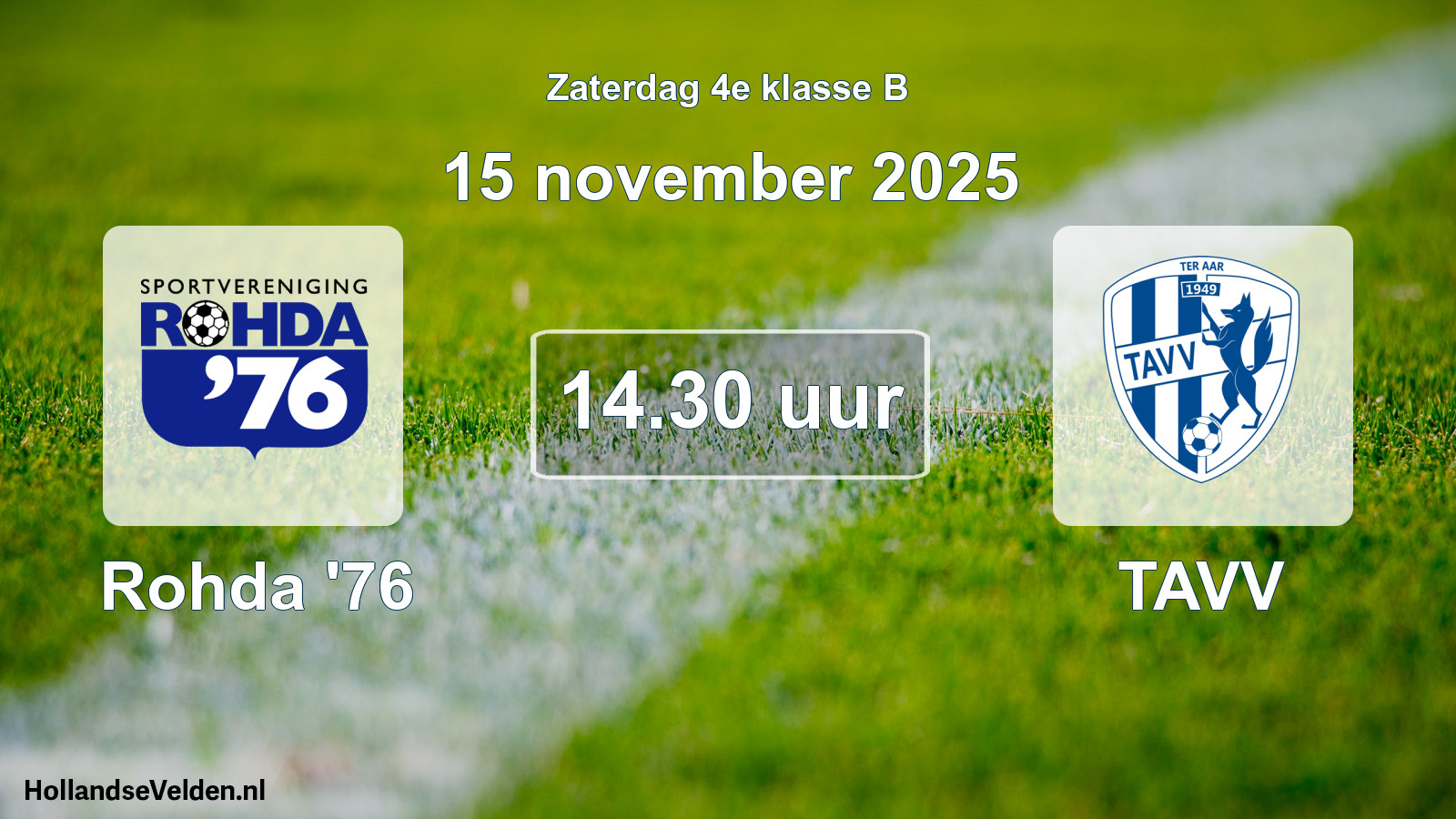 Scheduled Match: Rohda '76 - TAVV (15 November 2025)