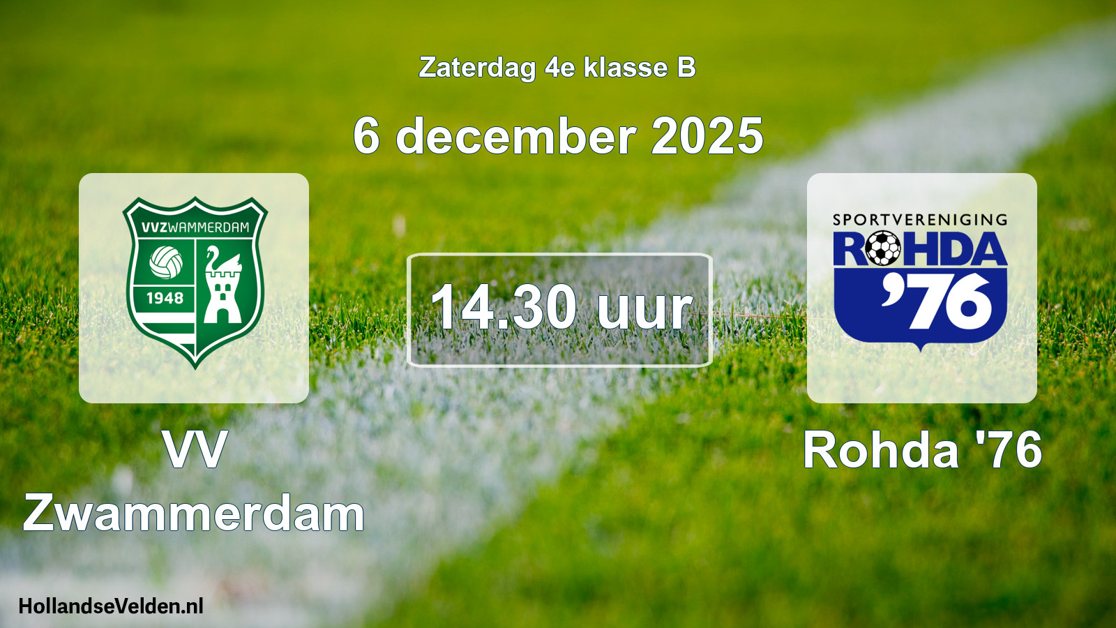 Geplande wedstrijd: VV Zwammerdam - Rohda '76 (6 december 2025)
