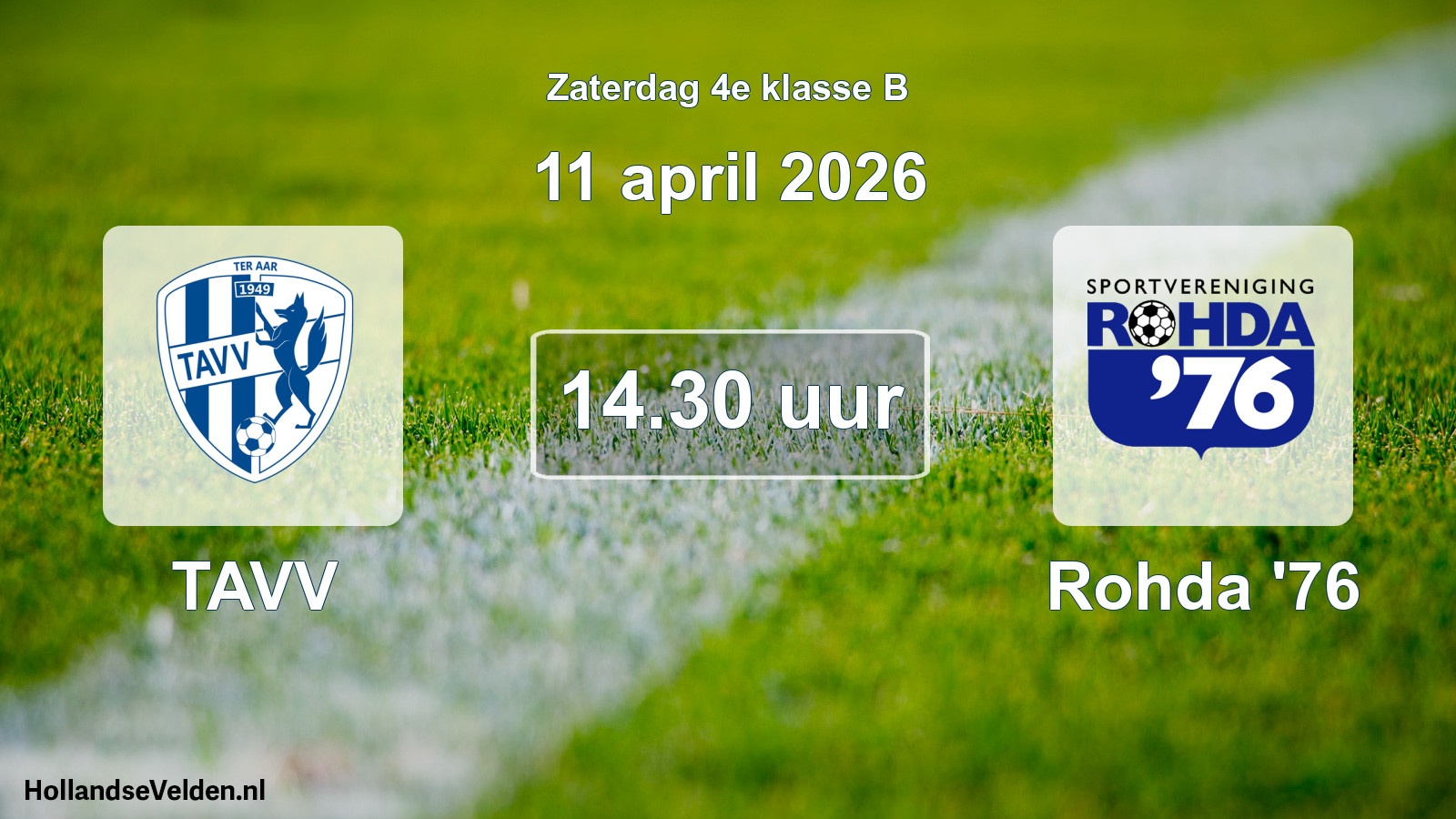 Scheduled Match: TAVV - Rohda '76 (11 April 2026)