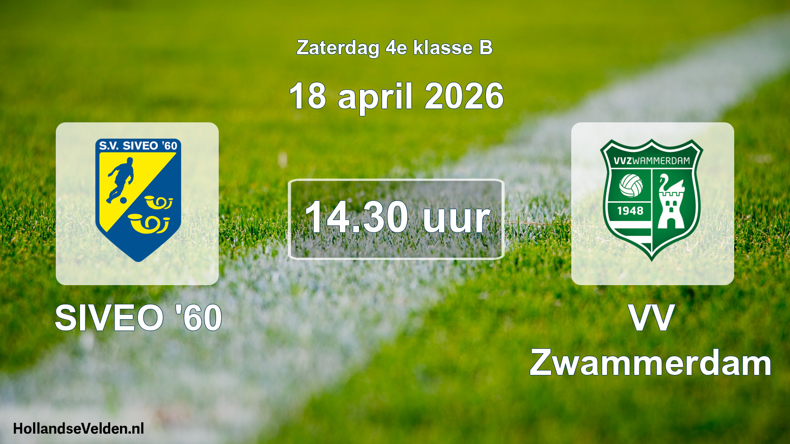 Scheduled Match: SIVEO '60 - VV Zwammerdam (18 April 2026)