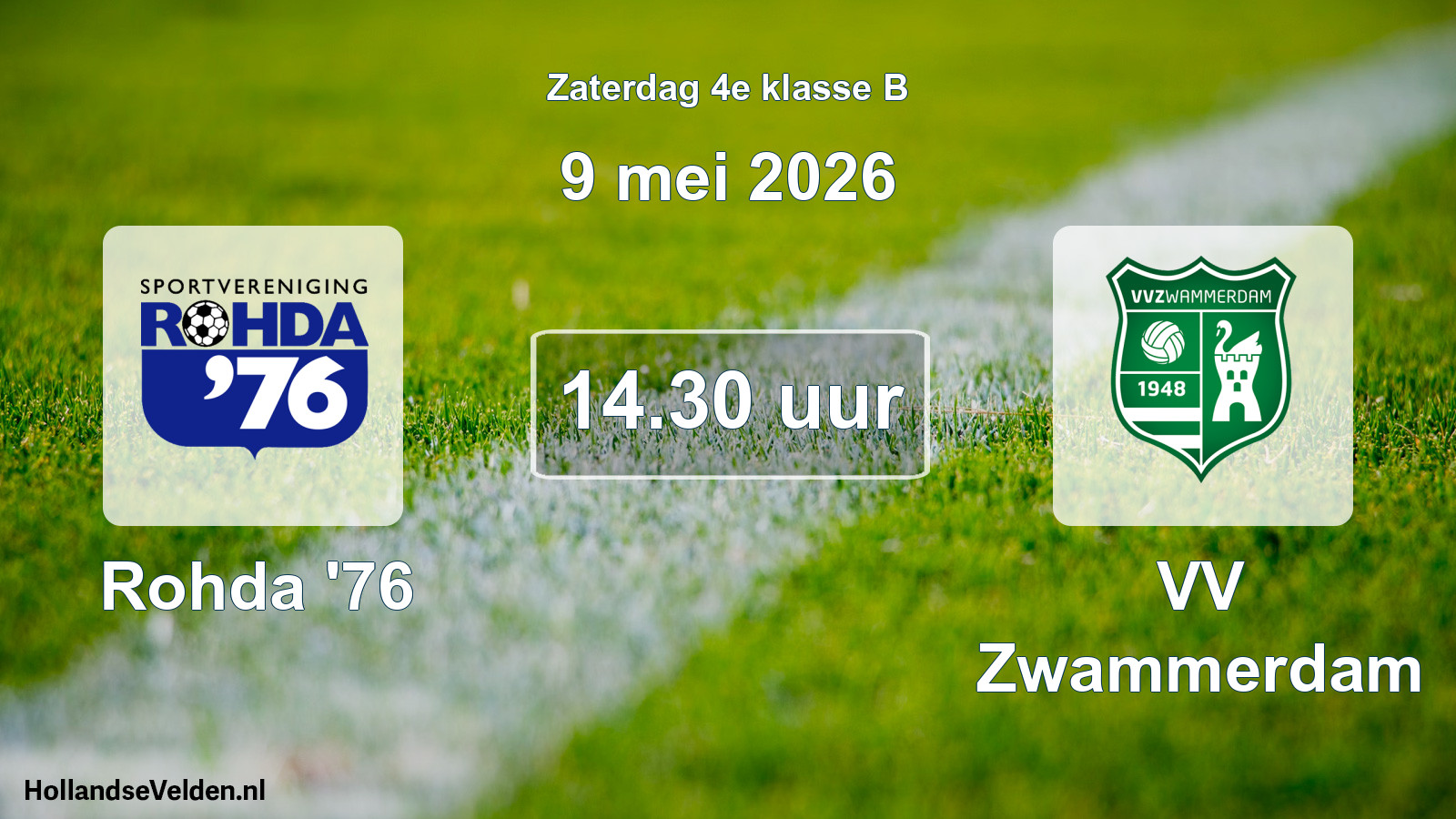 Geplande wedstrijd: Rohda '76 - VV Zwammerdam (9 mei 2026)