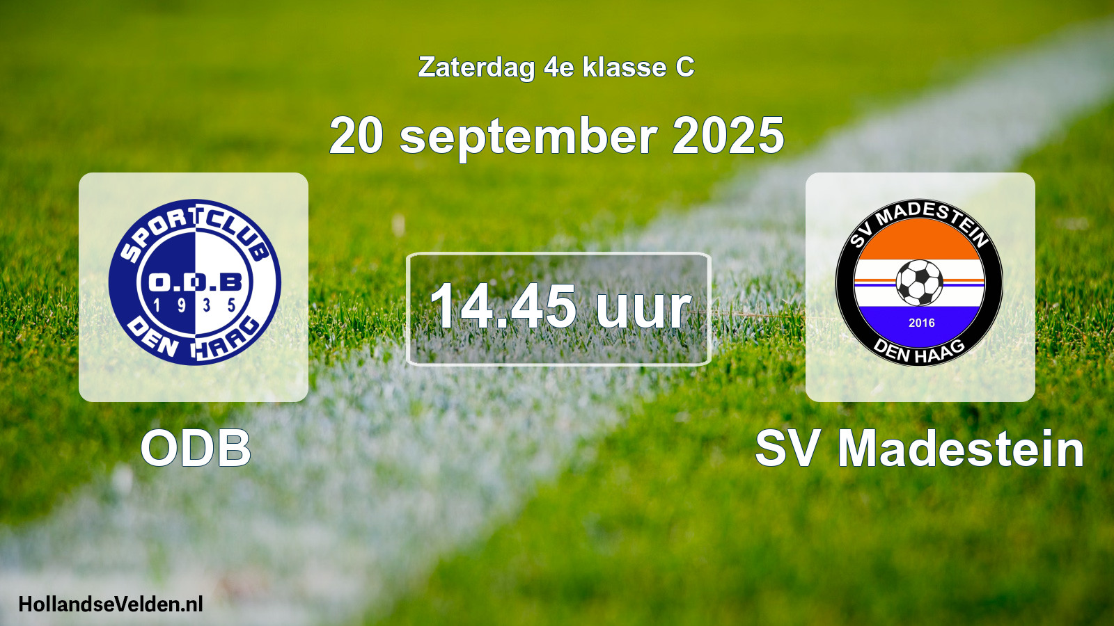 Geplande wedstrijd: ODB - SV Madestein (20 september 2025)
