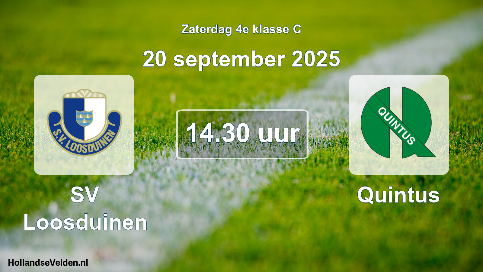 Geplande wedstrijd: SV Loosduinen - Quintus (20 september 2025)