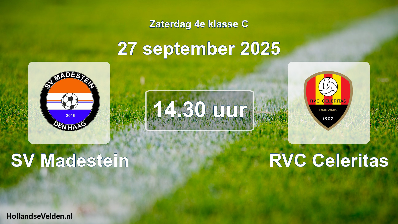 Geplande wedstrijd: SV Madestein - RVC Celeritas (27 september 2025)
