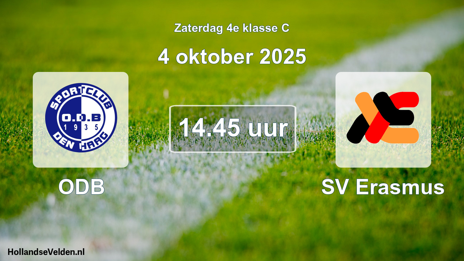 Geplande wedstrijd: ODB - SV Erasmus (4 oktober 2025)