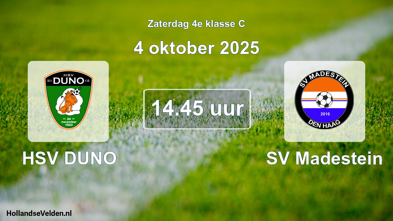Geplande wedstrijd: HSV DUNO - SV Madestein (4 oktober 2025)