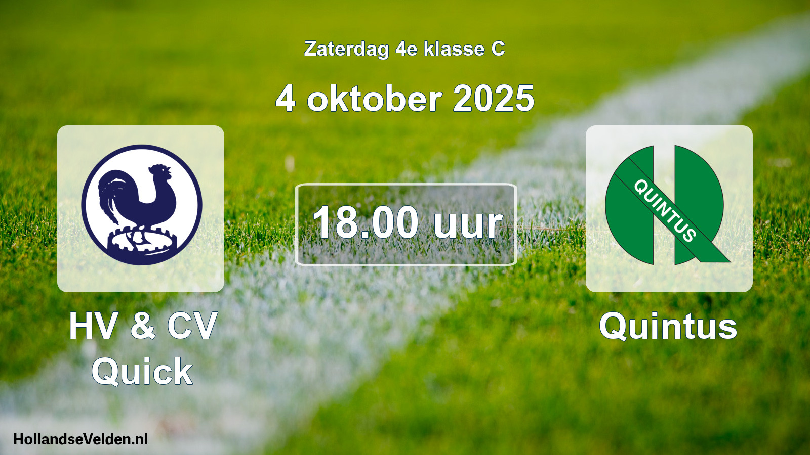 Geplande wedstrijd: HV & CV Quick - Quintus (4 oktober 2025)