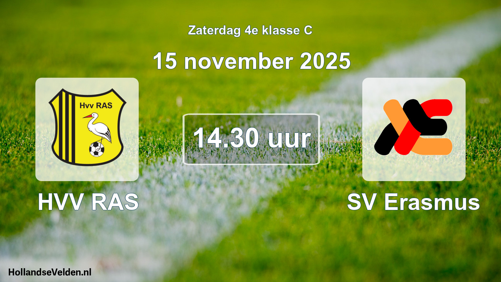 Geplande wedstrijd: HVV RAS - SV Erasmus (15 november 2025)