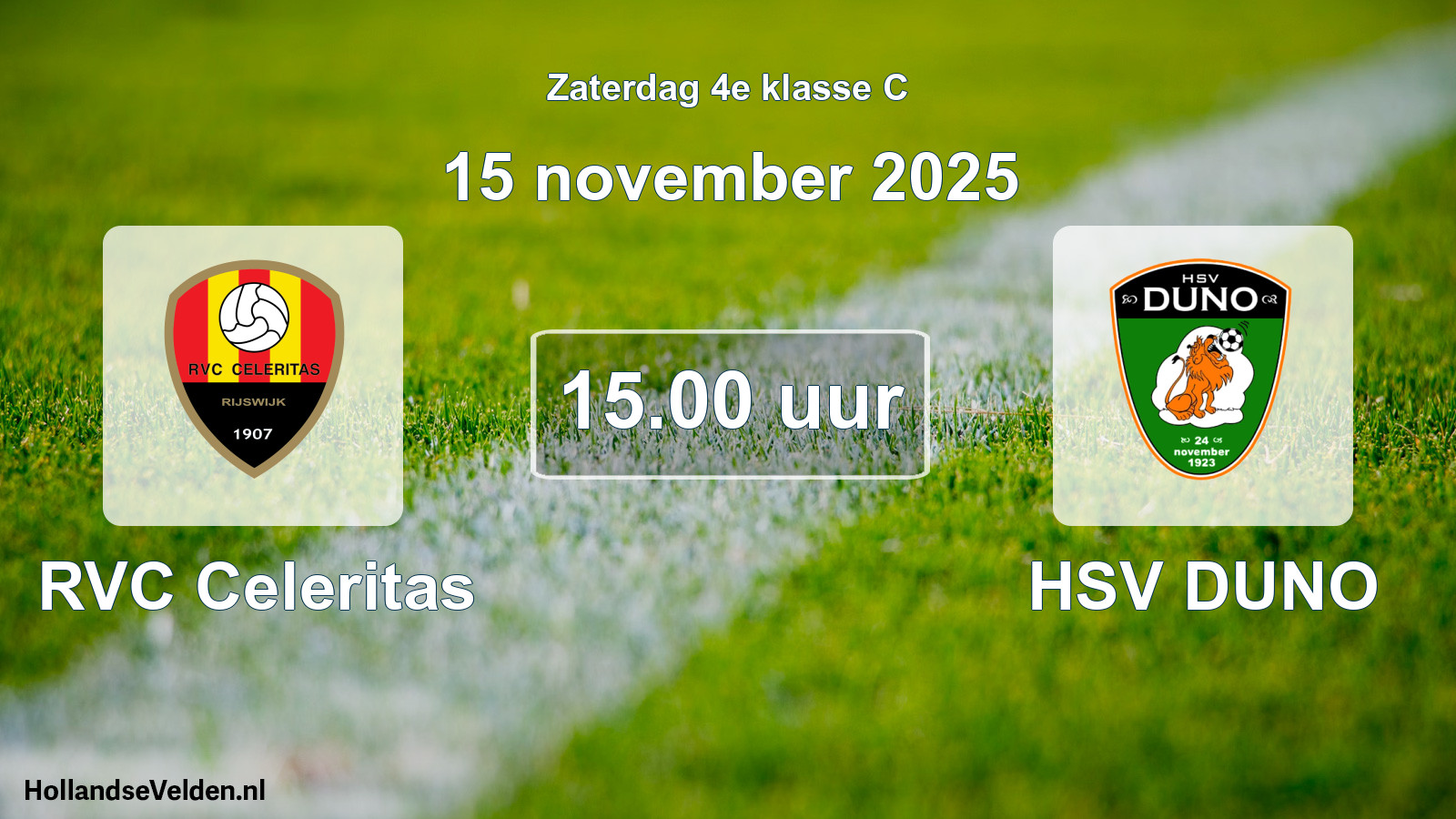 Geplande wedstrijd: RVC Celeritas - HSV DUNO (15 november 2025)