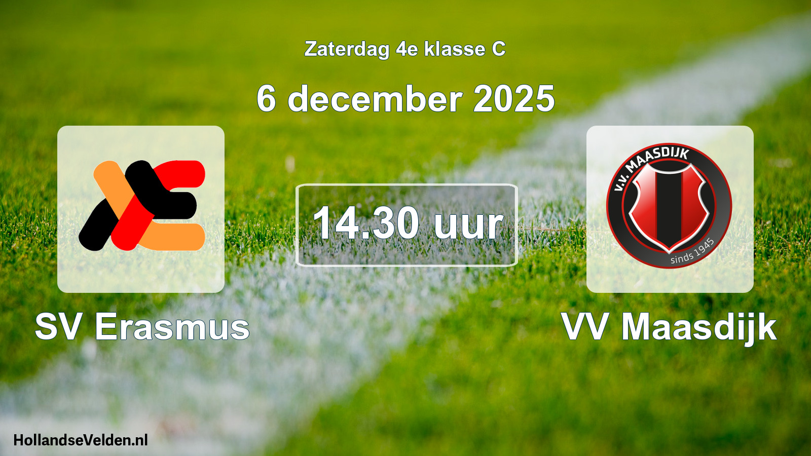 Geplande wedstrijd: SV Erasmus - VV Maasdijk (6 december 2025)