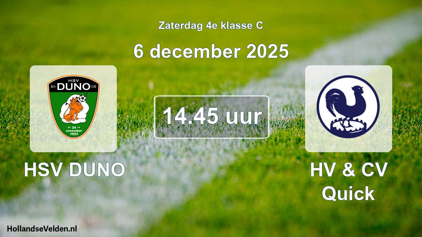 Geplande wedstrijd: HSV DUNO - HV & CV Quick (6 december 2025)