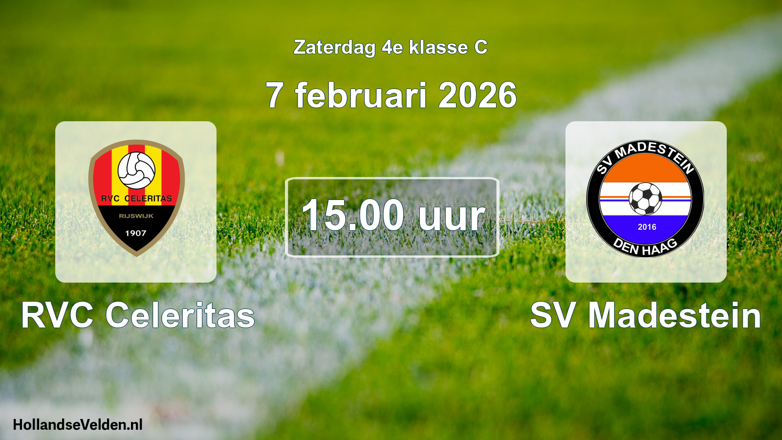 Geplande wedstrijd: RVC Celeritas - SV Madestein (7 februari 2026)