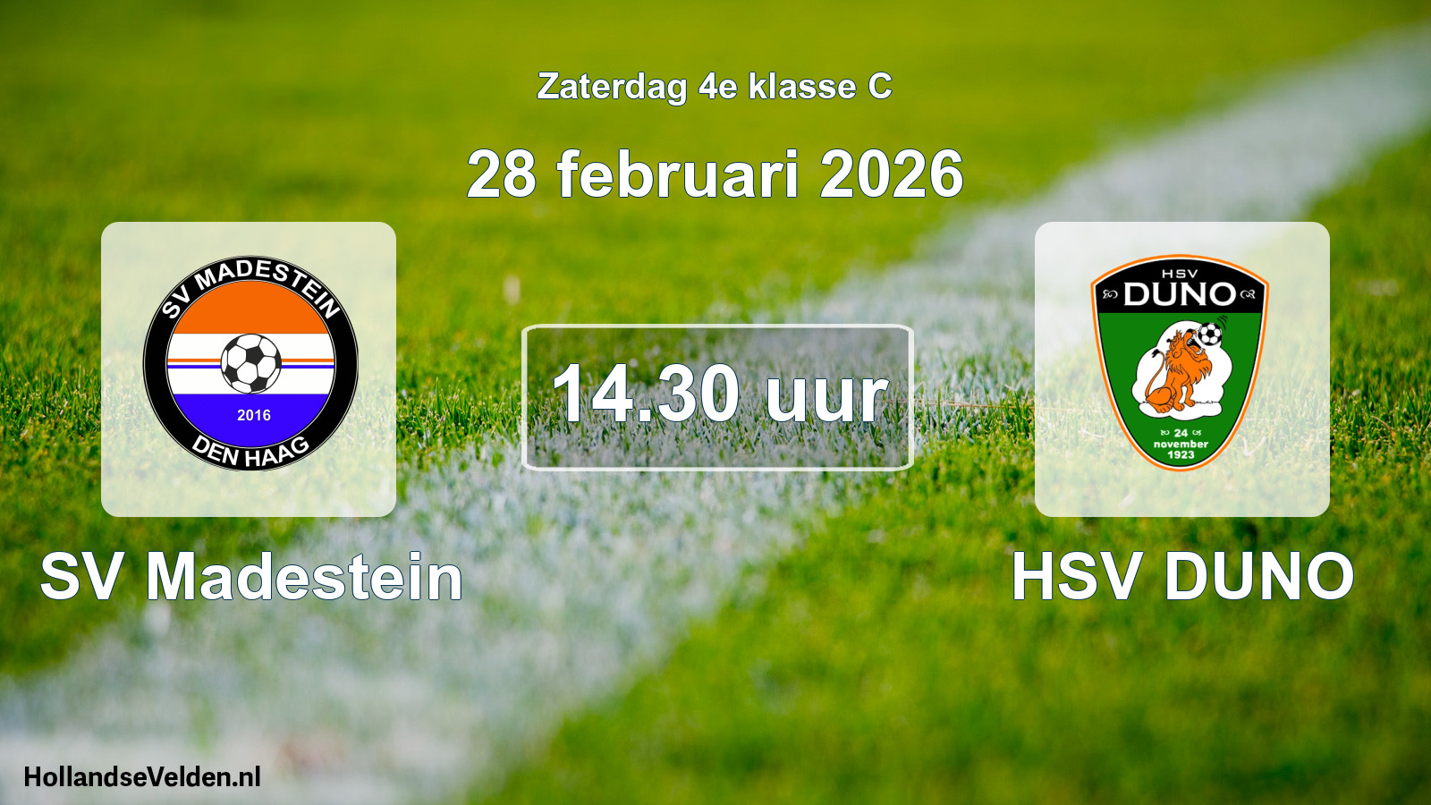 Geplande wedstrijd: SV Madestein - HSV DUNO (28 februari 2026)