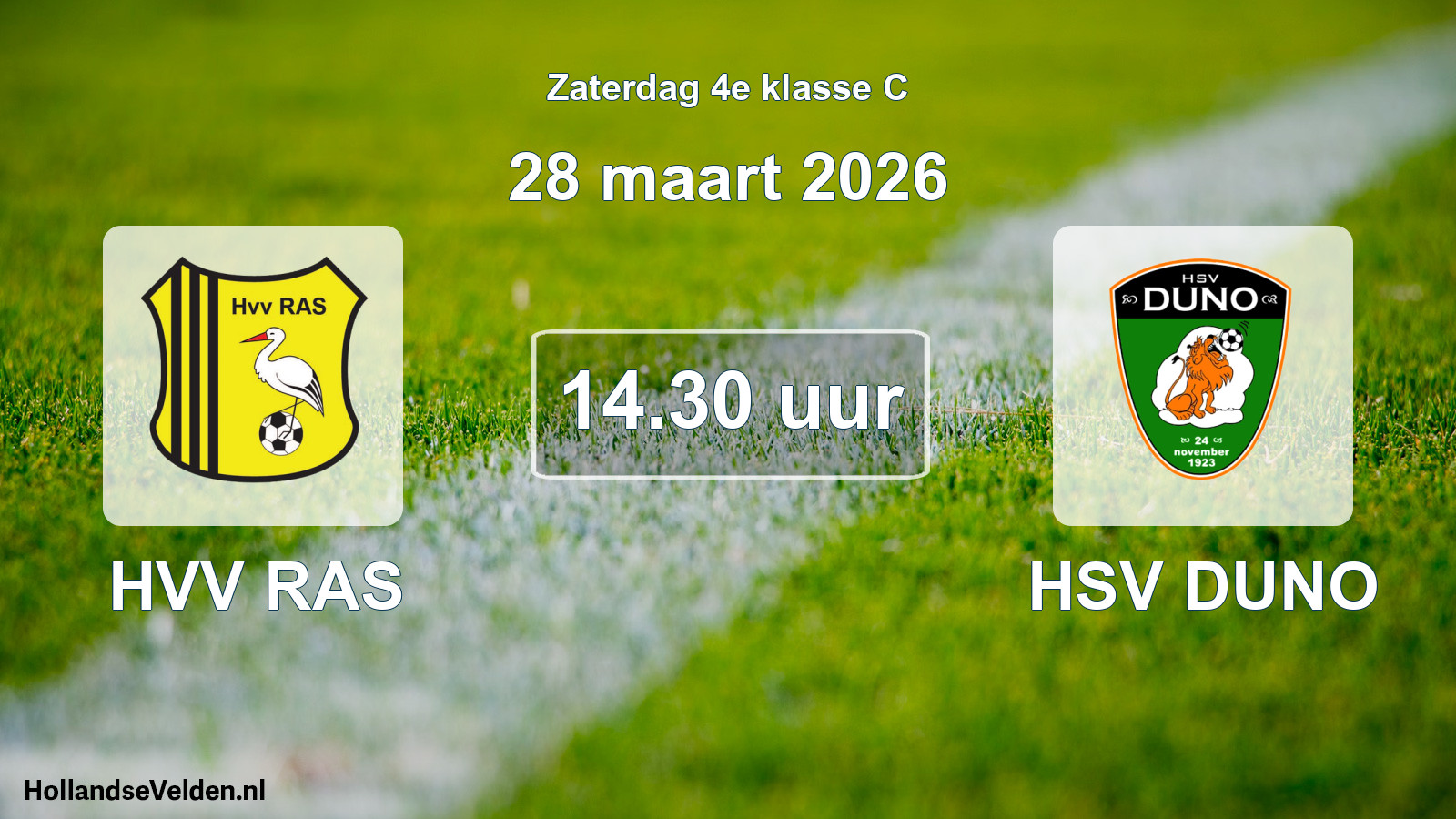 Geplande wedstrijd: HVV RAS - HSV DUNO (28 maart 2026)