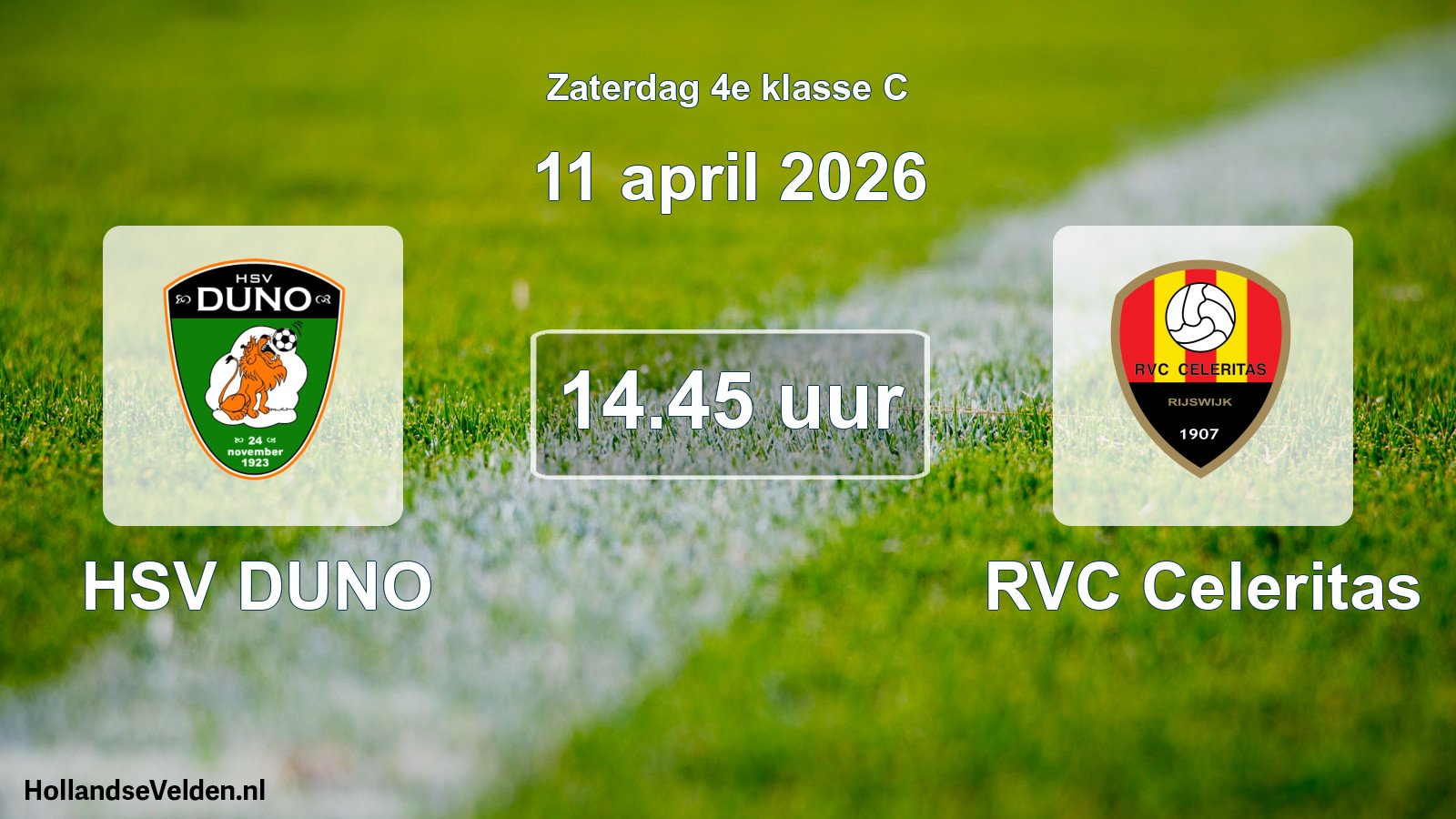 Geplande wedstrijd: HSV DUNO - RVC Celeritas (11 april 2026)