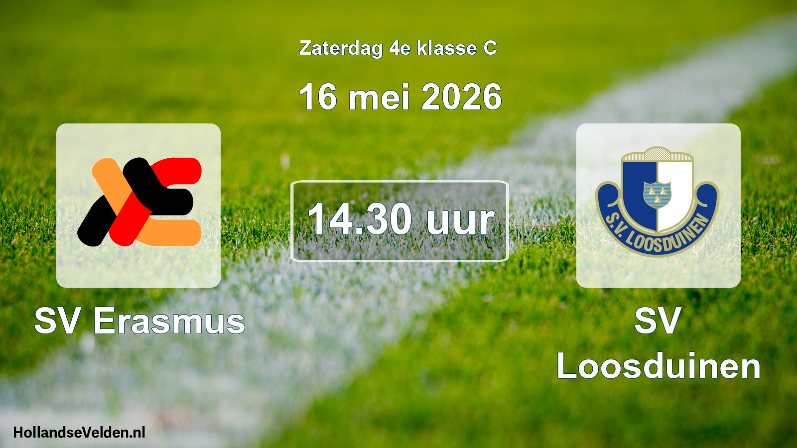 Geplande wedstrijd: SV Erasmus - SV Loosduinen (16 mei 2026)