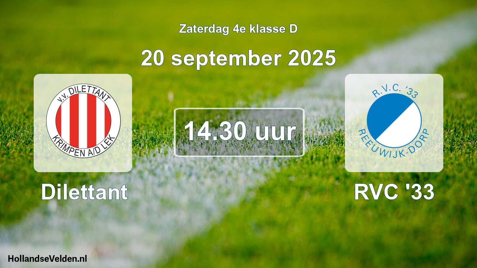 Geplande wedstrijd: Dilettant - RVC '33 (20 september 2025)