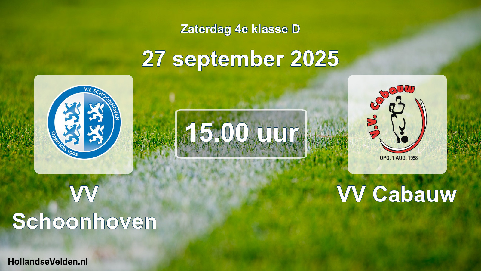 Scheduled Match: VV Schoonhoven - VV Cabauw (27 September 2025)