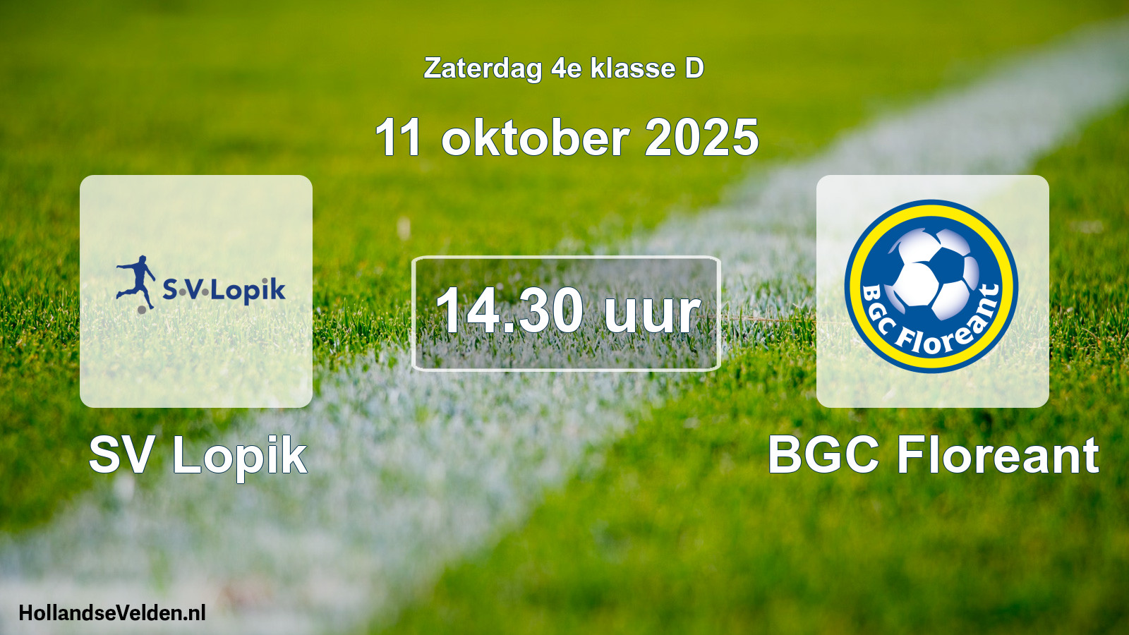 Geplande wedstrijd: SV Lopik - BGC Floreant (11 oktober 2025)