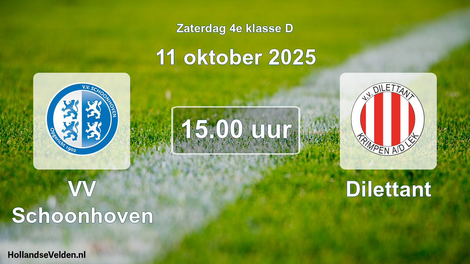 Geplande wedstrijd: VV Schoonhoven - Dilettant (11 oktober 2025)
