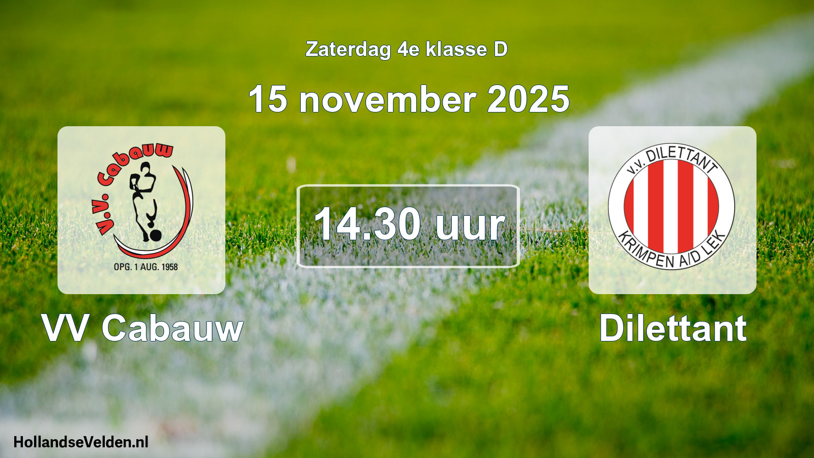Geplande wedstrijd: VV Cabauw - Dilettant (15 november 2025)