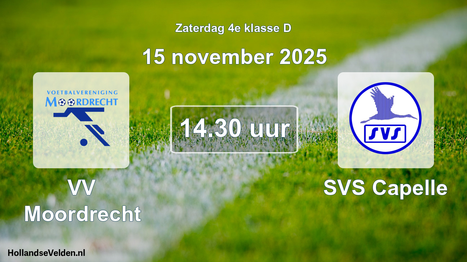 Geplande wedstrijd: VV Moordrecht - SVS Capelle (15 november 2025)