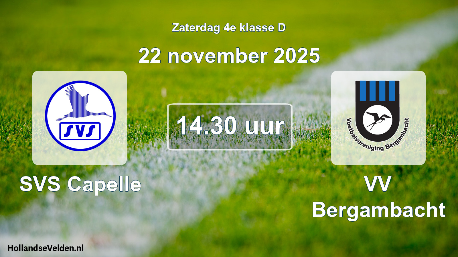 Geplande wedstrijd: SVS Capelle - VV Bergambacht (22 november 2025)