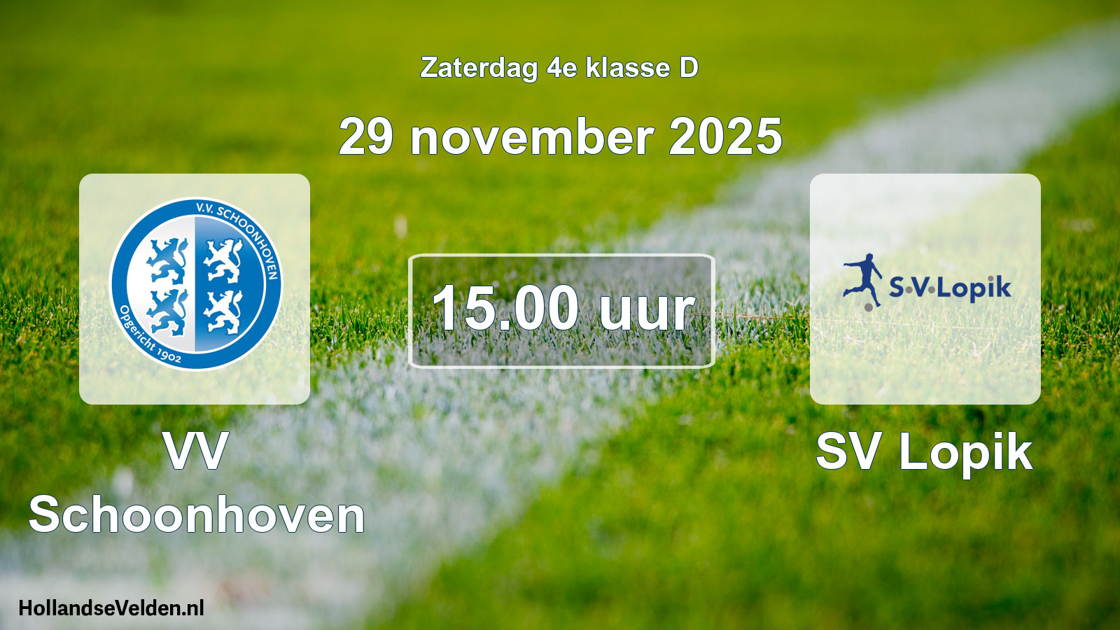 Geplande wedstrijd: VV Schoonhoven - SV Lopik (29 november 2025)
