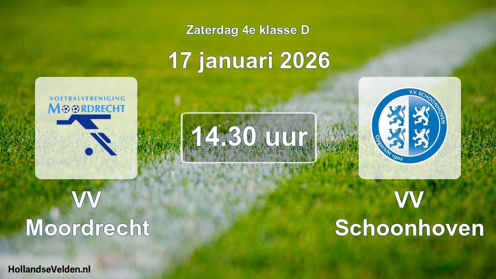 Scheduled Match: VV Moordrecht - VV Schoonhoven (17 January 2026)