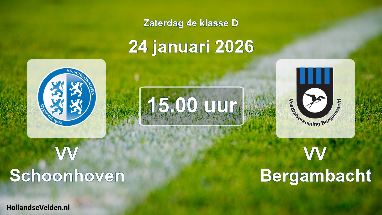 Scheduled Match: VV Schoonhoven - VV Bergambacht (24 January 2026)