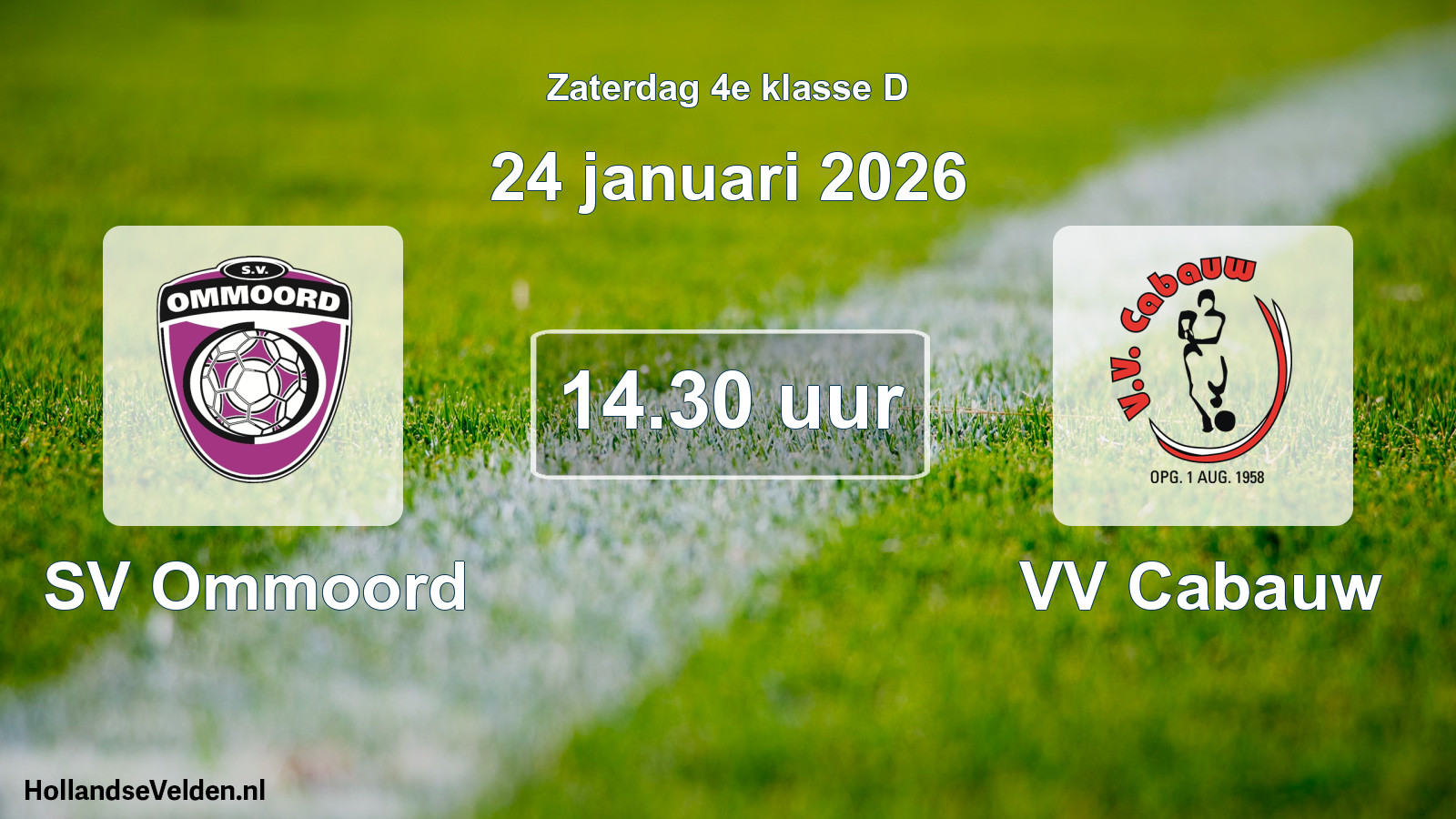 Geplande wedstrijd: SV Ommoord - VV Cabauw (24 januari 2026)